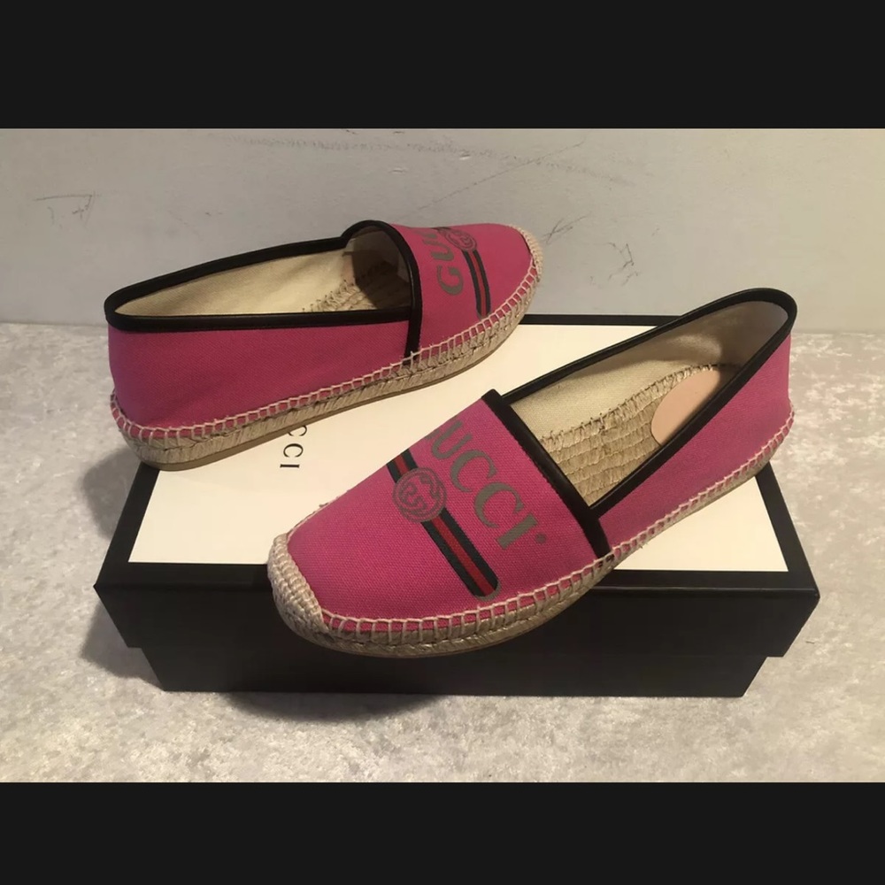 Gucci Pink Canvas Espadrilles Size 39.5 Authentic - Picture 7 of 14